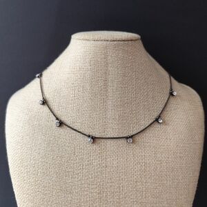 3/$25💙Elegant Black and Crystal Quartz Layering Necklace